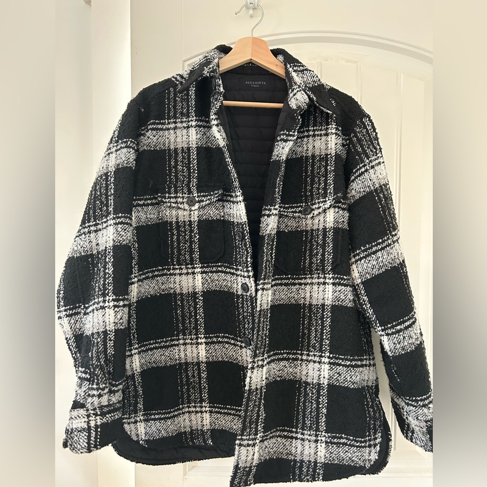 All Saints Padded Jacket Plaid Very Warm Oversized XS